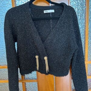 Zara Black Women's Sweater with Gold Accents